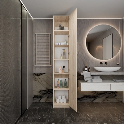Шкаф-пенал с раздельным хранением Япет Дуб сонома